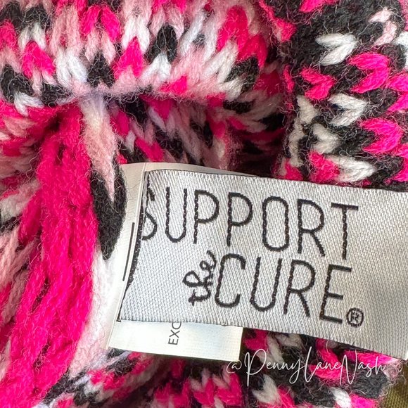 Support the Cure Breast Cancer Pom Pom Beanie Winter Hat - Picture 7 of 8